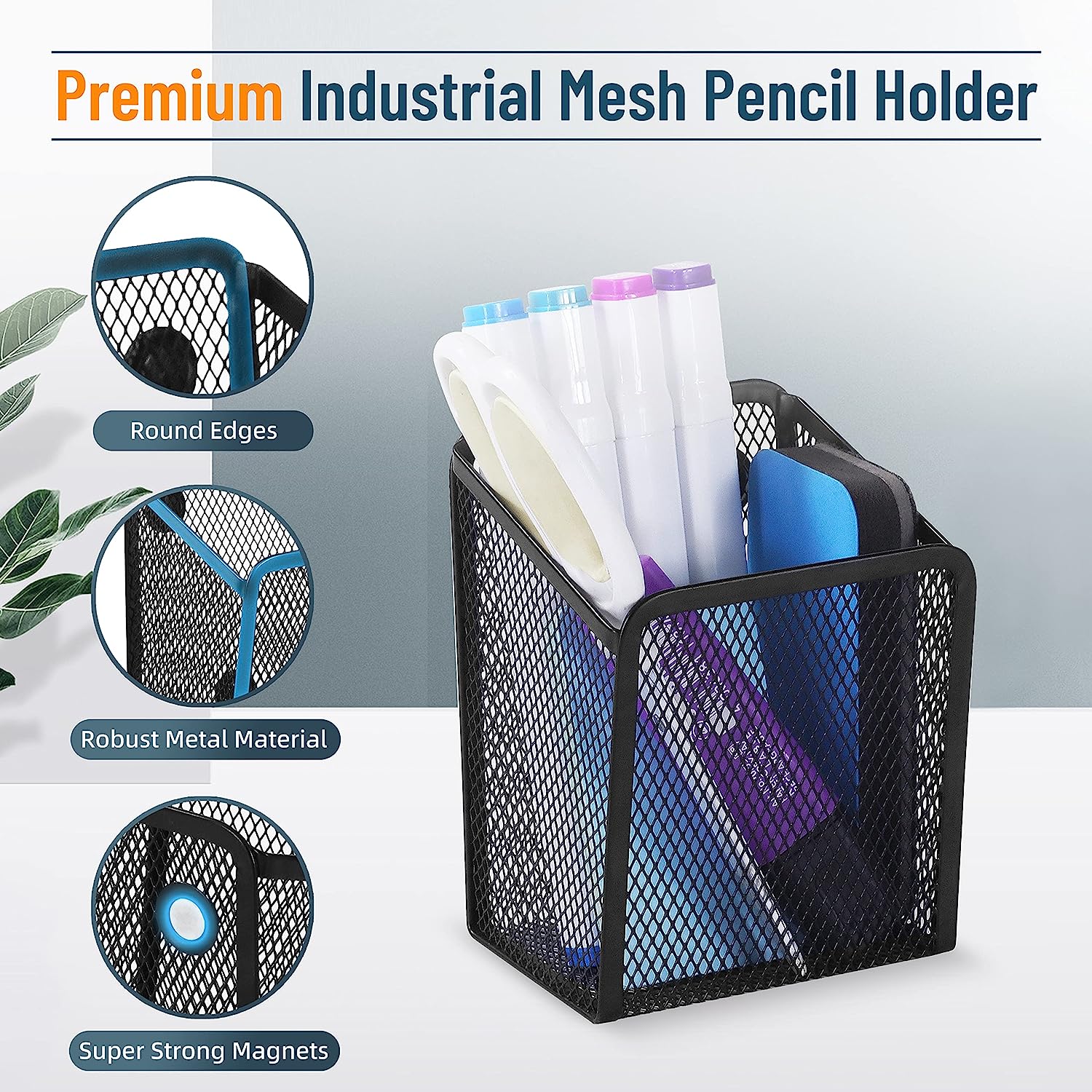DALTACK Magnetic Pencil Holder Magnetic Shelf for the Whiteboard 3-Grid Mesh Magnetic Pen Holder for Refrigerator Magnetic Organizer Locker Accessories Organizer for Home, School and Office, Black - Image 4